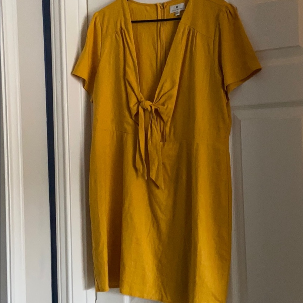 Socialite mustard yellow front tie dress